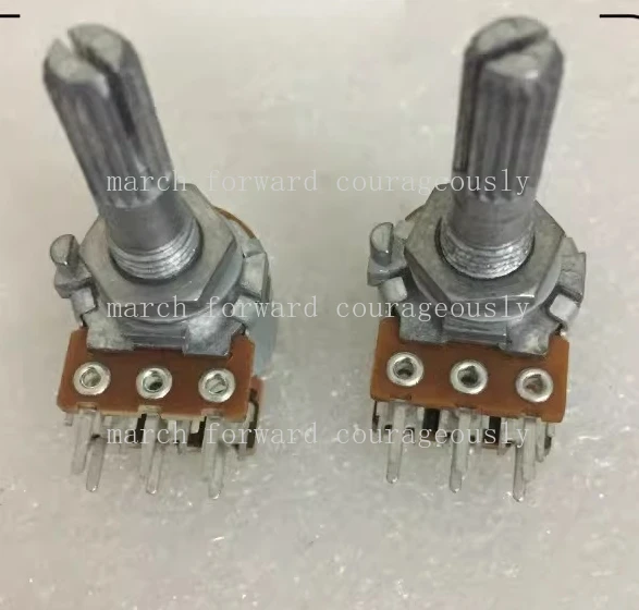 10pcs For ALPS 16-type three-dimensional dual-channel A100K volume power amplifier rotating potentiometer dual 6-pin A50K