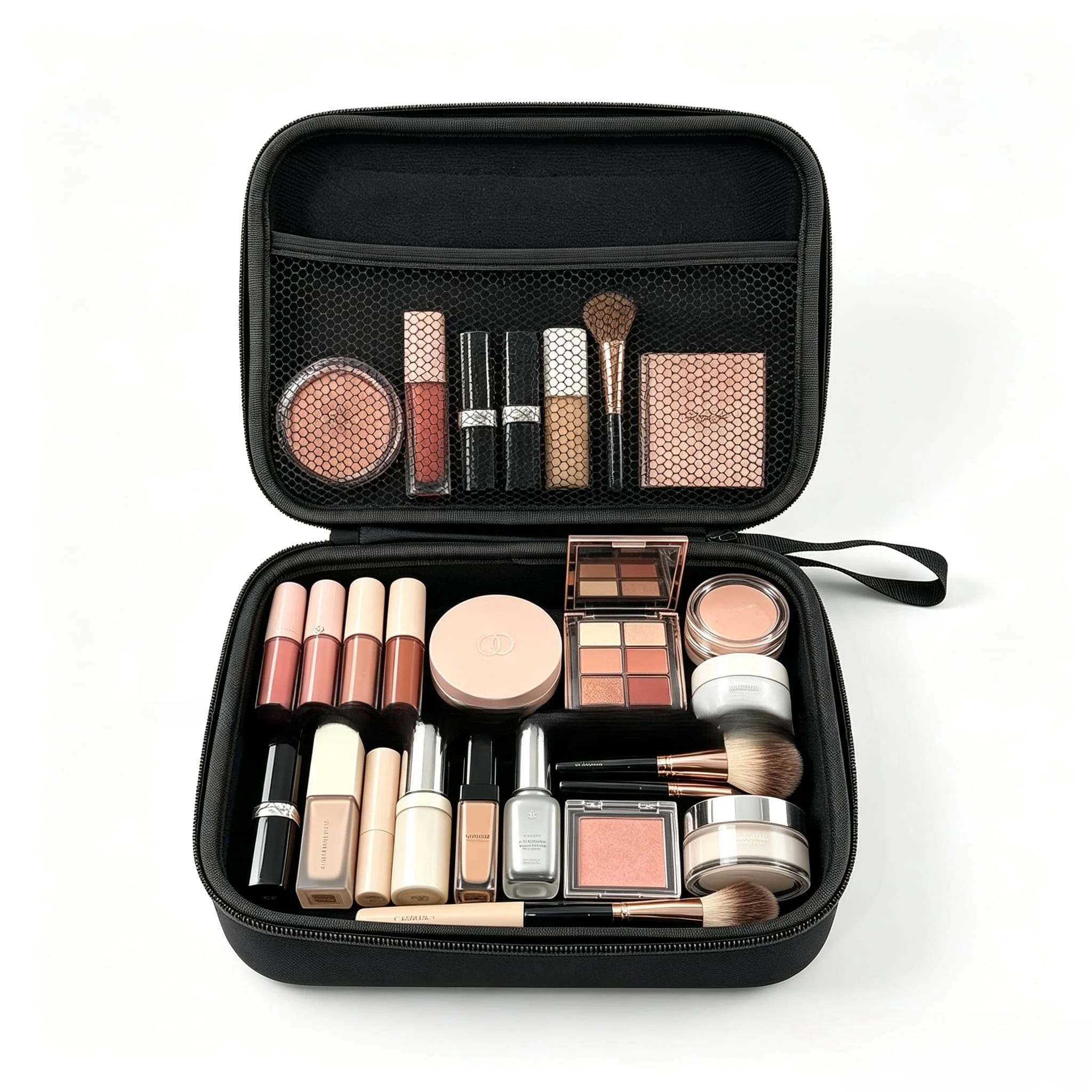 Luxury Hard Makeup Organizer Case for Women Portable Travel Cosmetic Storage Bag Waterproof Handheld Toiletry Kit with Divided
