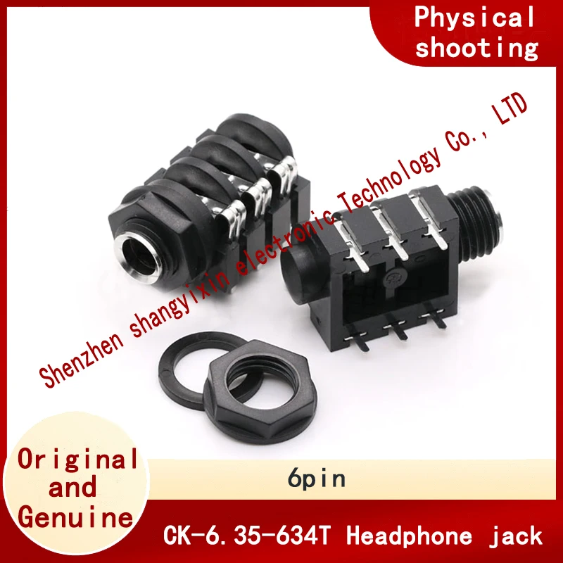 CK-6.35-634T silver-plated 6.35mm headphone jack, 6-pin 6.35mm microphone socket