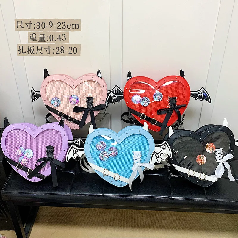 보우 하트 Bolsos Mujer Crossbady 가방 로리타 Sac Femme 여성용 새 일본 스타일 체인 숄더 백 십대 소녀 Bolso