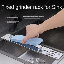 Stainless Steel Sink Sharpening Stone Holder Adjustable Anti-Slip Sink Whetstone Grinder Rack Sharpener Grindstone Accessories