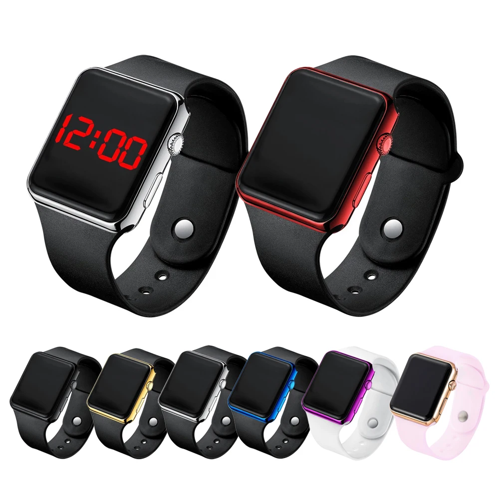 

Fashion Sport Digital Watch Women Men Square LED Watches Silicone Belt Electronic Women Digital Watches Clock Montre Femme