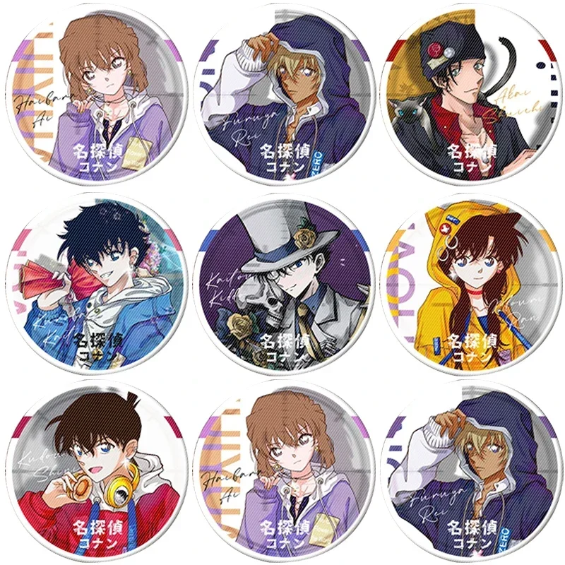 Anime Detective Conan Brooch Pin Cartoon Figure Kudou Shinichi Mouri Ran Kaitou Kiddo Badge Accessories For Clothes Jewelry Gift