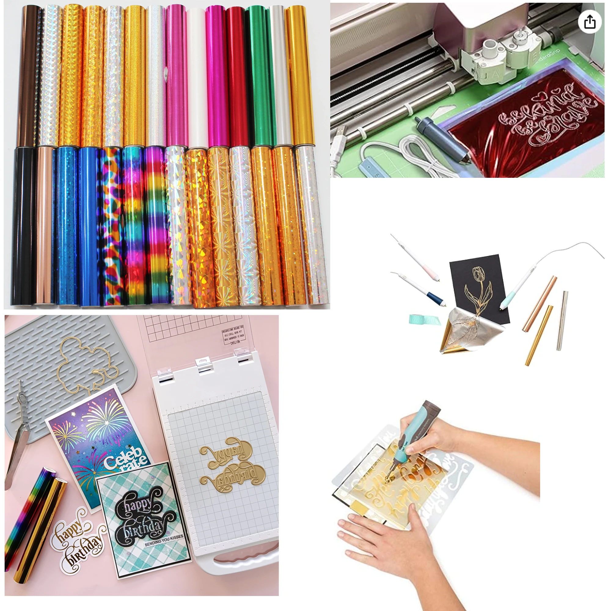 Alinacutle 3M Per Roll Hot Foil Transfer Film Hot Stamping Foil Roll Holographic Stamping Foil For Paper Leather Handmade Craft