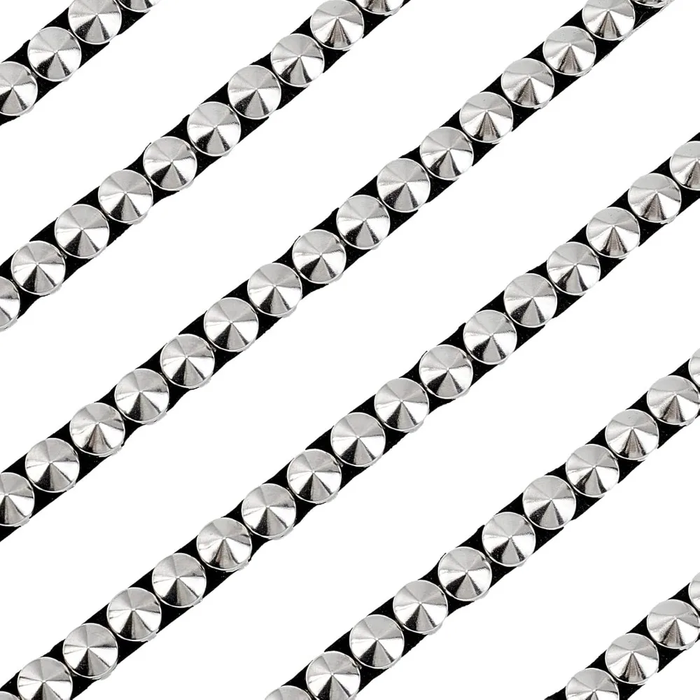 2.5 Yards Hot Fix 304 Stainless Steel Stud Nailhead Trim Iron on Nailhead Ribbon with PU Leather Base