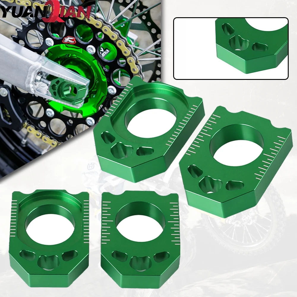 CNC dirt bike Green Axle Block Chain Adjuster For KAWASAKI KX125 250 2003-08 KX250F KXF 250 04-16 KX450F KXF 450 06-16 KLX450R