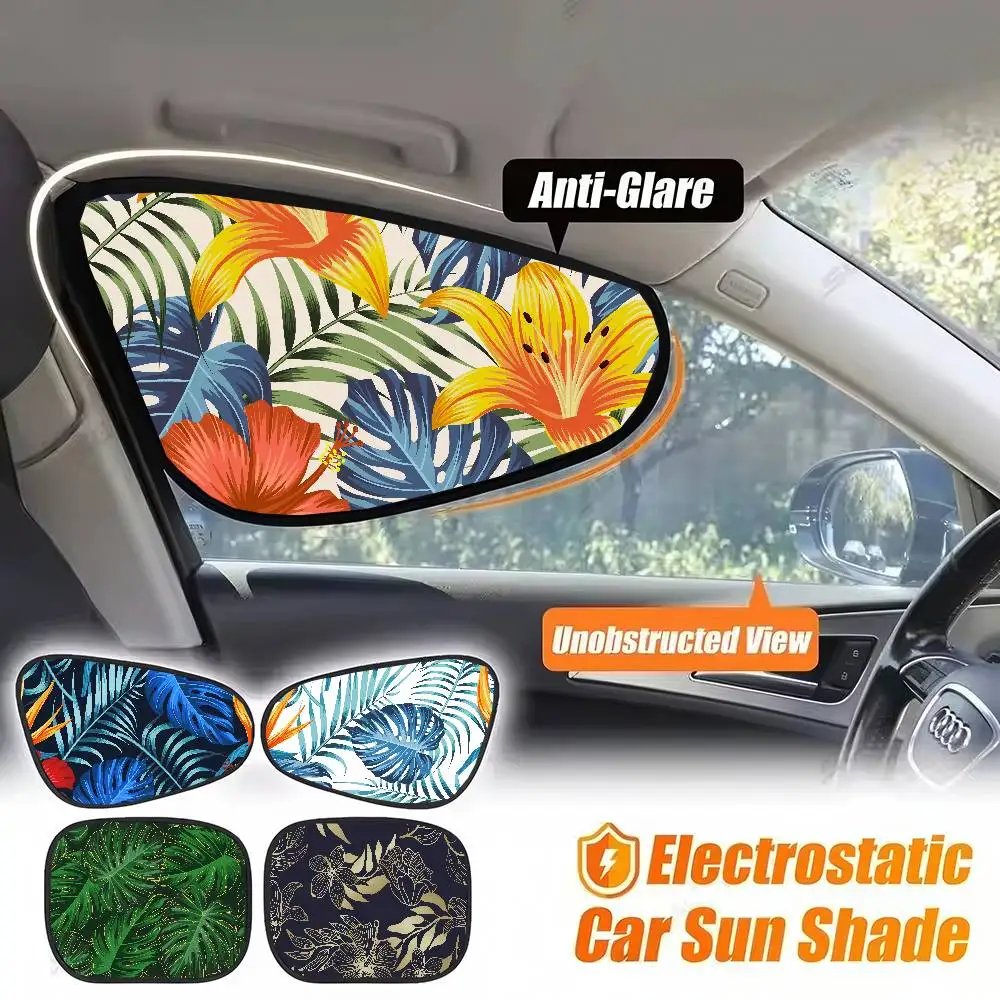 

Vintage Tropical Botanical Art Car Side Window Sunshade - UV Protection, Electrostatic Film, Auto Sun Visor