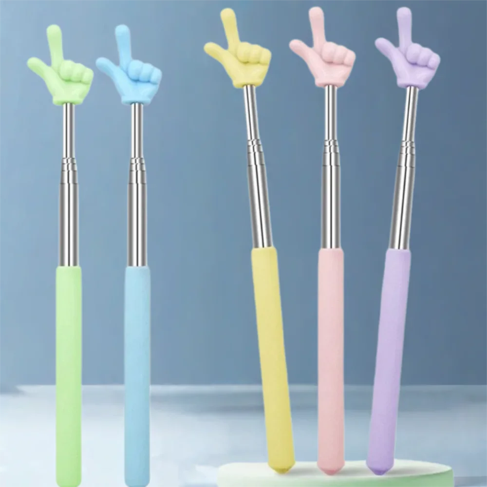 Durable Stainless Steel Teaching Pointer Telescopic Rod Finger Design Finger Reading Sticks Classroom Finger Pointer Students
