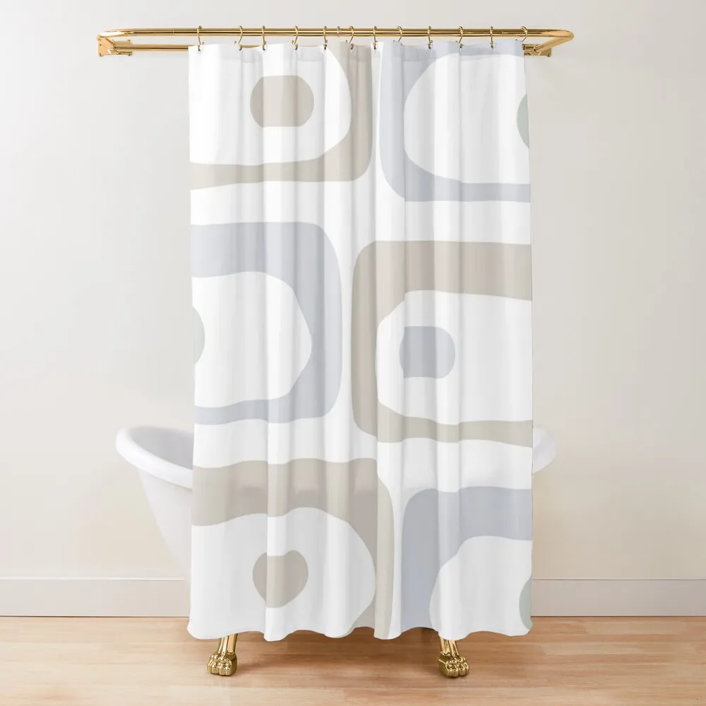 

Mid Century Modern Piquet Abstract Minimalist Pattern in White, Beige, and Grey Shower Curtain Shower For Bathroom Set Curtain