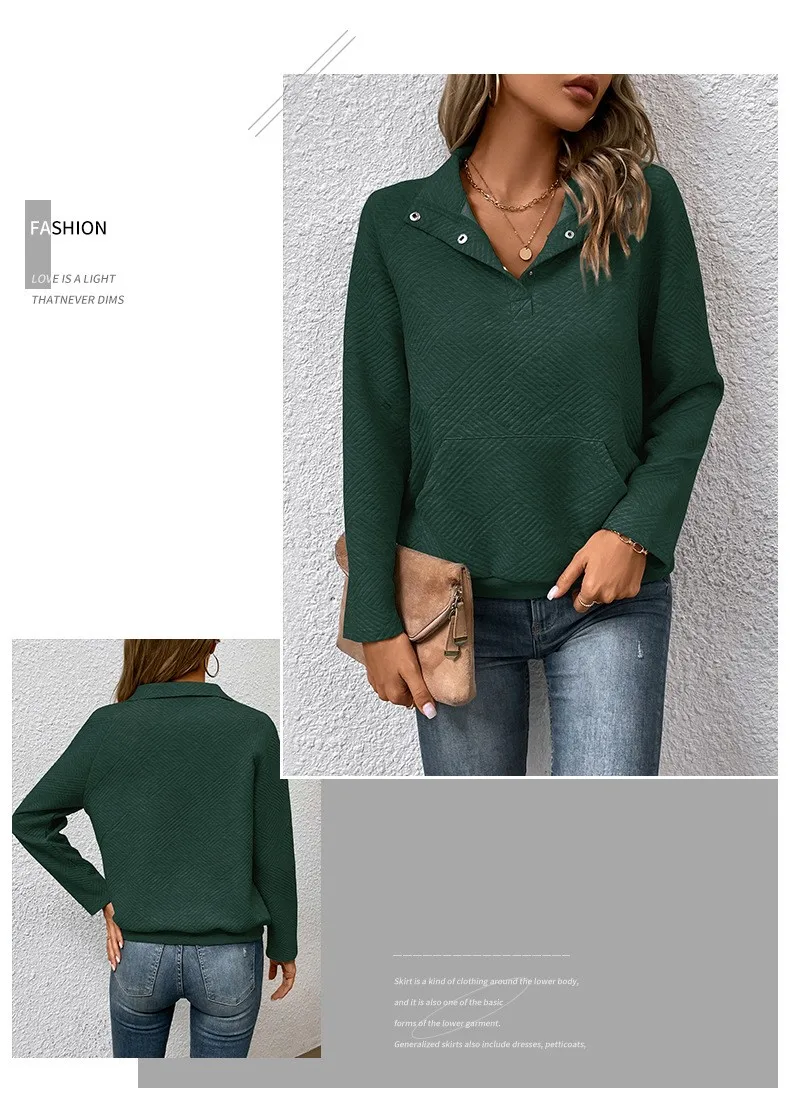 Casual Long Sleeve Hoodie Regular Fit Simple Style with Pocket Stand Collar Patchwork Lightweight Single Women Hoodie Autumn