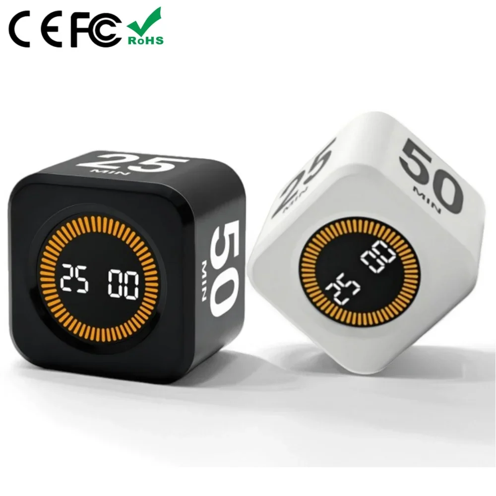 Gravity Sensor Cube Timer, Visual Flip Digital Countdown Clock for Study Fitness Kitchen, Mini Time Management Tool for Kids