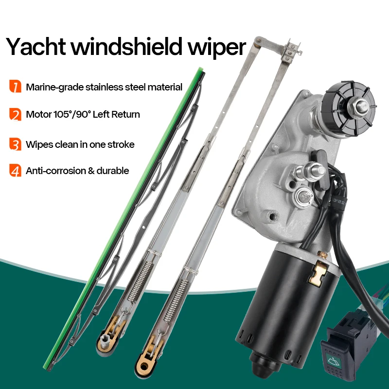 SST Marine Windshield Wiper Motor Kit 12V 24V Adjustable Yacht Boat Wiper System With Arm and Blade