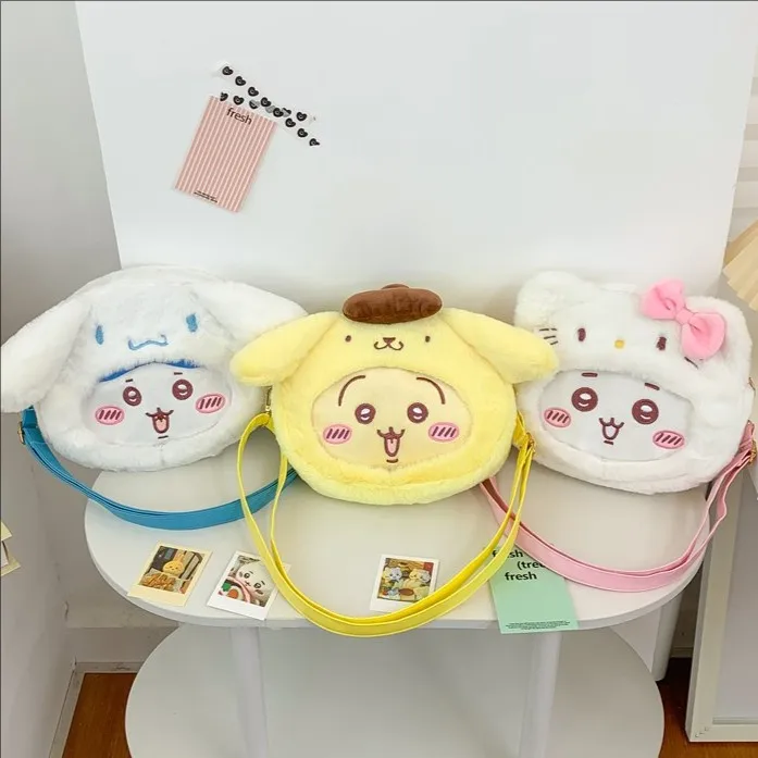 

Chikawas Plush Crossbody Bag Usagi Hachiware Cinnamorol Pompompurin Kitty Cosplay Cute Anime Character Shoulder Purse New