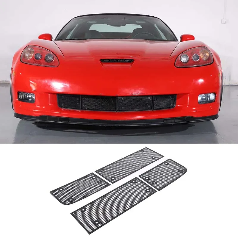 

For Chevrolet Corvette C6 2005-2013 Stainless steel black car front air intake grille anti-insect net modification accessories