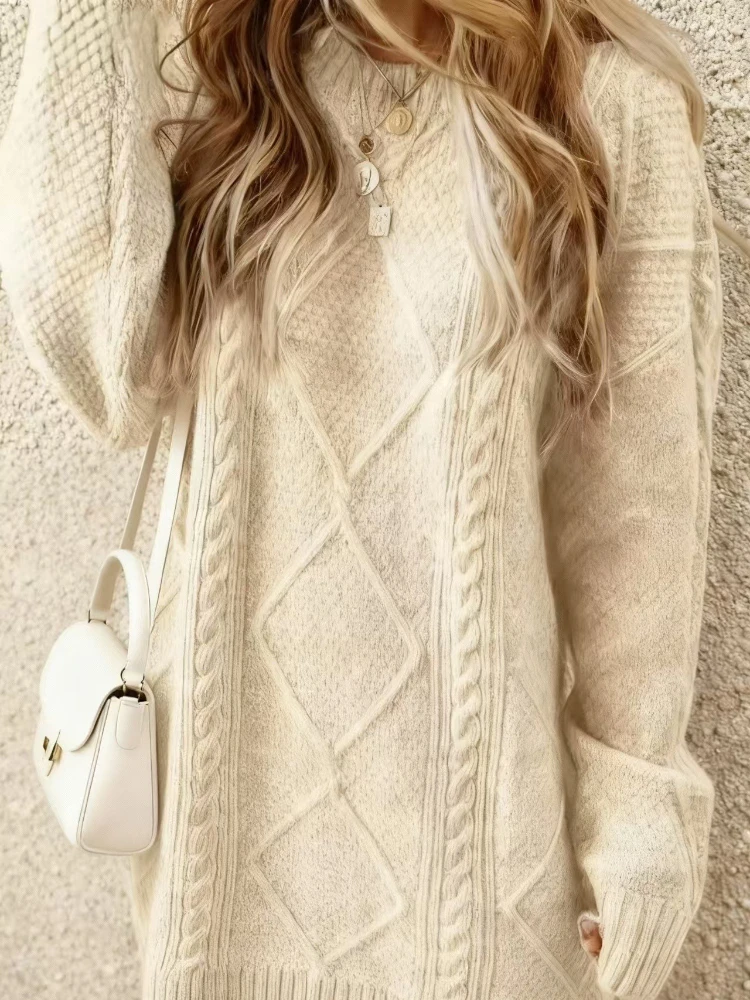 Women Sweater Dress Long Sleeve Cardigan Y2k Tops Autumn Winter Khaki Knitted Sweaters Spring Top Jumpers Pullovers Maxi Dresses