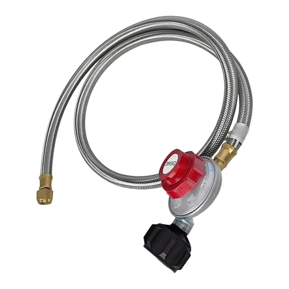 Stainless Steel Burner Hose Propane Hose With Gauge Adjustable Propane Regulator Bbq Accessory Leak for proof Construction