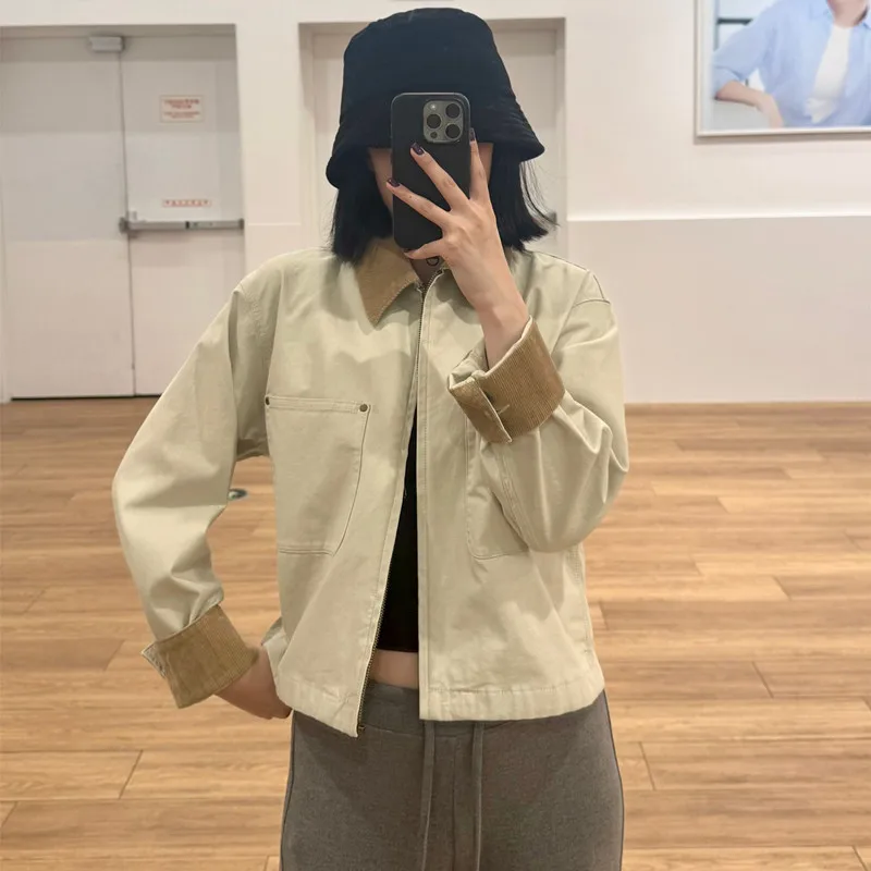 معطف نسائي غير رسمي بسحاب ort Jaet بياقة Faion Barn Sle جديد Sle Y479208 مزيج من القطن والبوليستر ملابس خارجية بقصة ضيقة