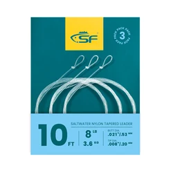 SF 3Pcs 10FT 8-40LB Saltwater Tapered Leader Nylon Pre-tied Loop Fly Fishing Tapered Leader