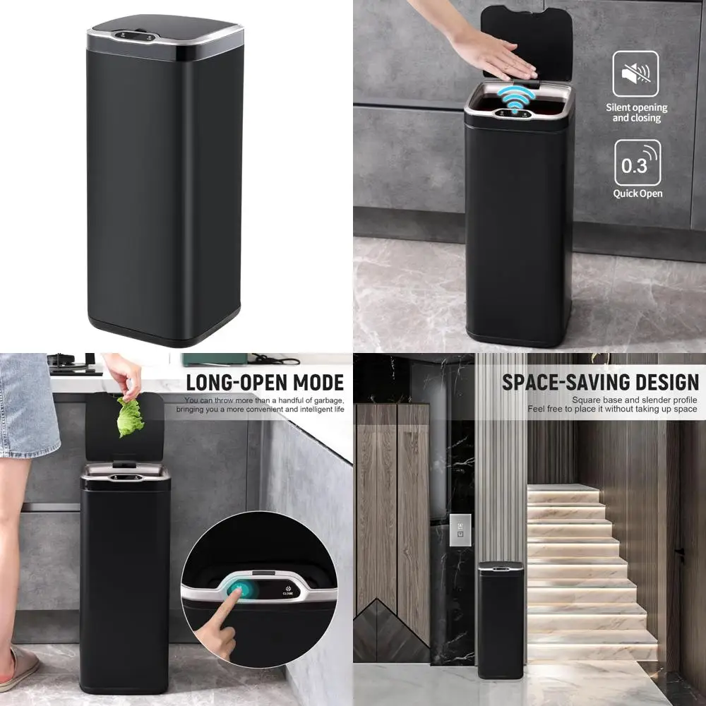 

8 Gallon Automatic Sensor Stainless Steel Trash Can, 30 Liter Slim Kitchen Garbage Bin