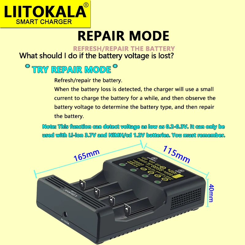 充電器LiitoKala-Lii-600 Vおよびnimh,3.7v,1.2,18650, 26650,aa,aaa,12v5aに適しています