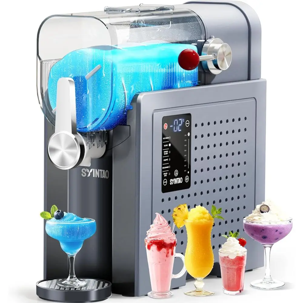 

SYINTAO 2-in-1 Slushie & Sot Serve Ice Cream Maker, No-Ice-Needed rozen Drink hine with LED Display, 6 Preset es, Auto-Clean & D
