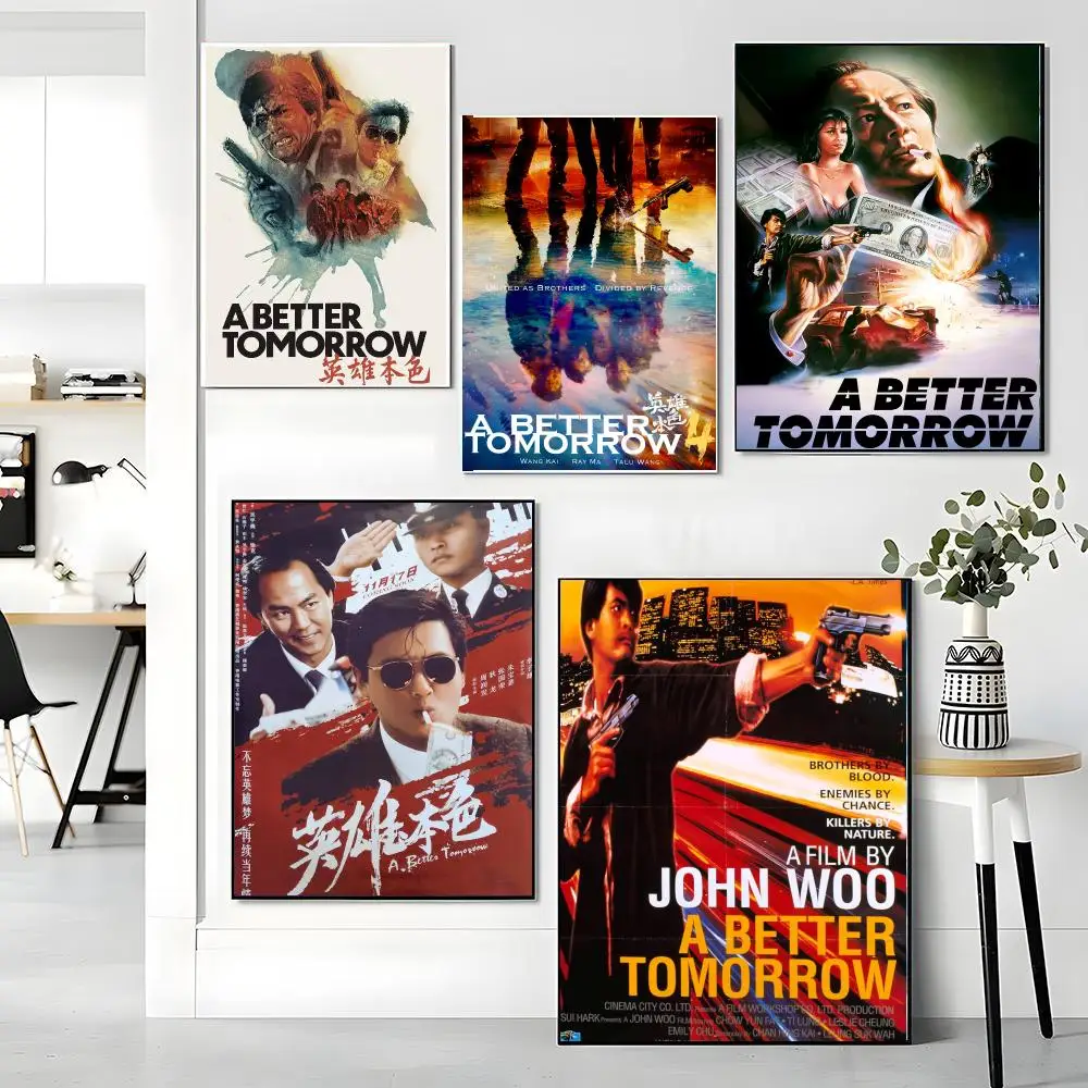 classic movie A-A Better Tomorrow-W Painting Calligraphy Boho Botanical Decor for Living Room Elegant Home Style