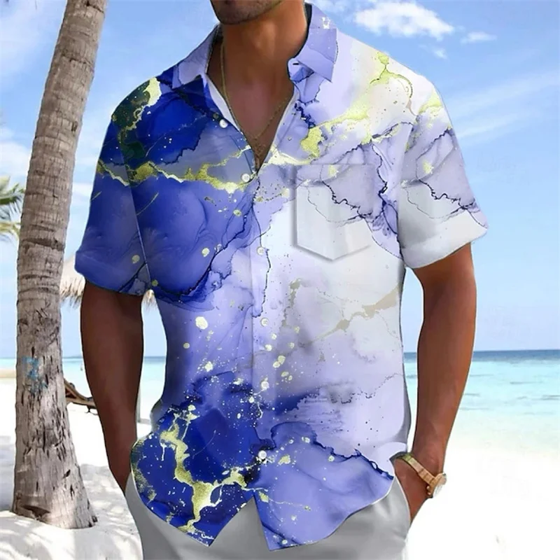 Men's shirt 3D printing Hawaiian shirt, summer fashion casual daily short sleeve loose large size clothing, high quality fabric
