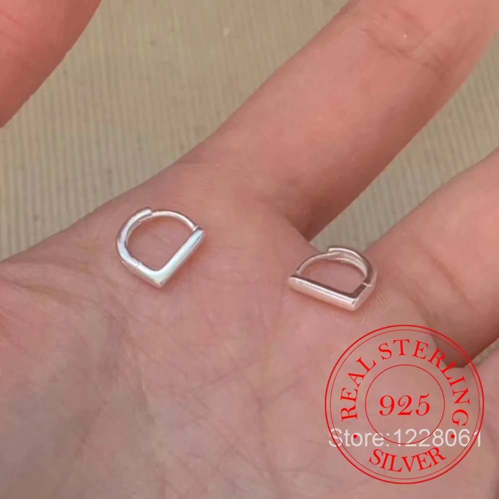 بسيطة 925 فضة لطيف رسالة D هوب أقراط للمرأة موضة ثقب المجوهرات Aretes De Mujer هدية حفلة