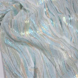 Tissu métallique brillant élégant pour dames, beauté, mûrier, rayures colorées Meteor Showert, chemise, robe, grill, voile, robe, literie