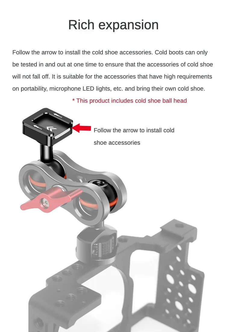 Minitor Magic Arm Dual Head 20 mm Kugelkopf NATO-Klemme Kaltschuhhalterung 1/4 Schraube für DSLR-Kamerakäfig Fülllicht LED-Mikrofonhalterung – Detail 9