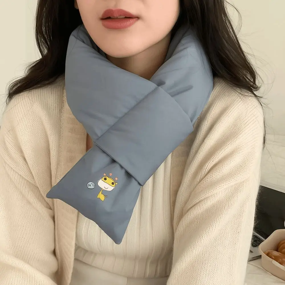 

Solid Color Winter Cross Scarf Thickened Keep Warm Down Cotton Scarf Windproof Apparel Accessories Thermal Warm Scarf Hiking