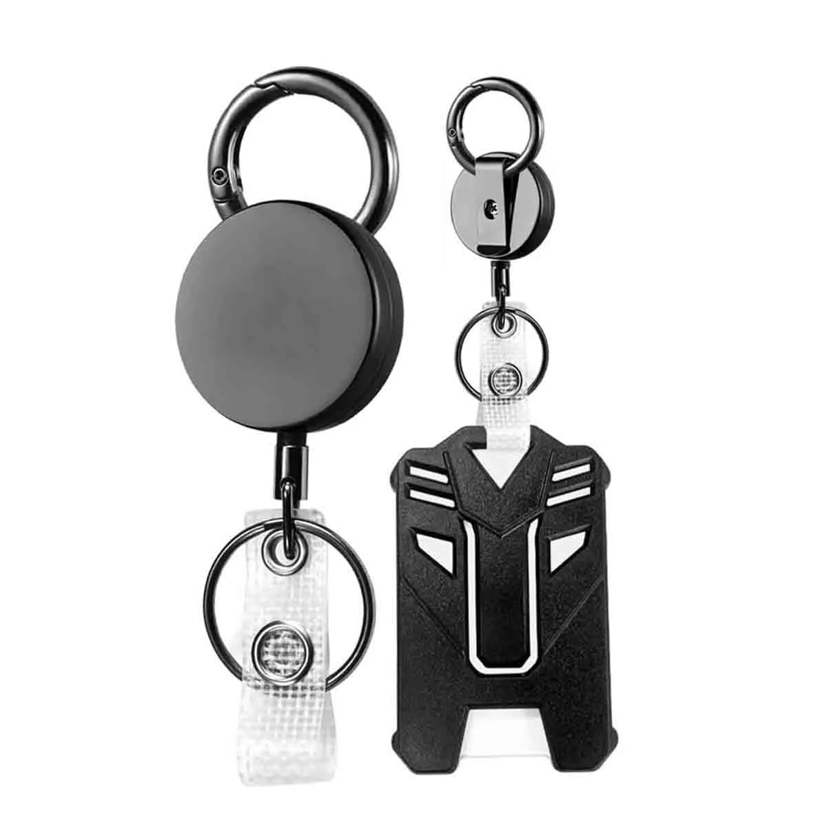 Heavy Duty Metal Retractable Carabiner Keychain Belt Badge Reels Clip 28.3Inch Reinforced Steel Wire Cord