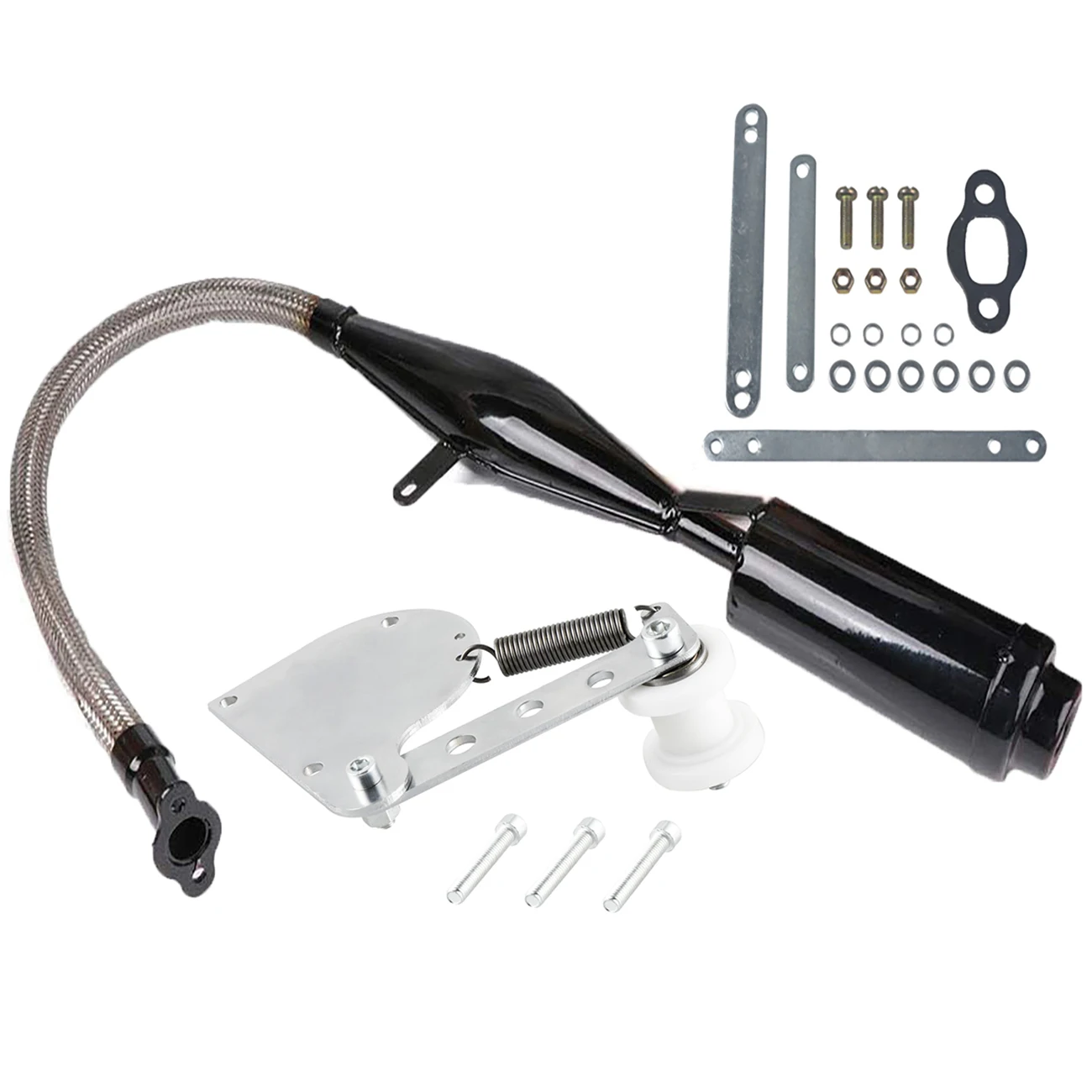 Flexible Exhaust Muffler Pipe With Gasket Chain Tensioner Adjuster Kit For 2 Stroke Engine 49cc 60cc 66cc 80cc 100cc Motorized