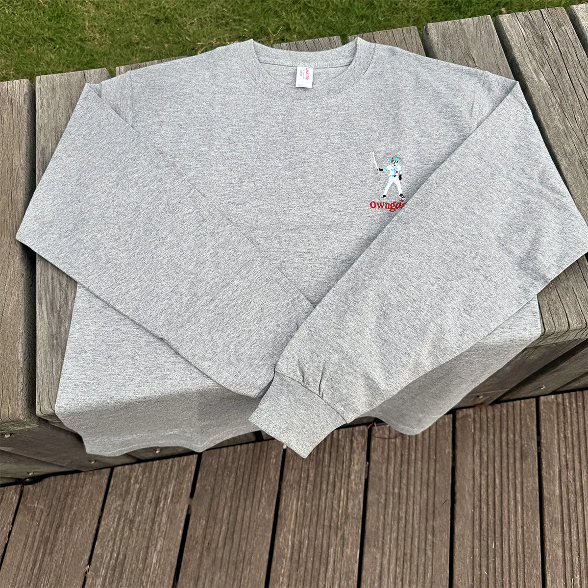 아메리칸 빈티지 야구 스포츠 클럽 자수 긴 소매 100% 코튼 티셔츠 가을 루즈 스트리트 패션 유니섹스 티셔츠