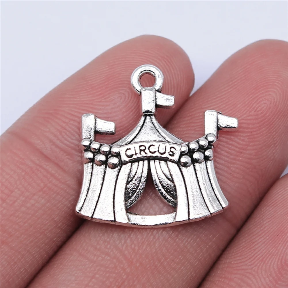 WYSIWYG 5 sztuk 23x21mm antyczne srebro kolor cyrk Charms wisiorek do tworzenia biżuterii DIY komponenty do biżuterii