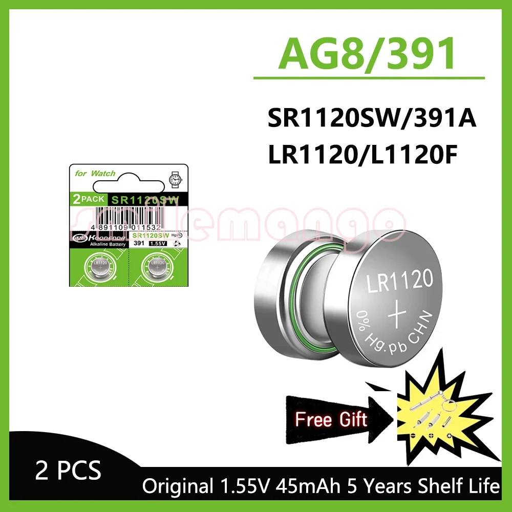 2-50 Stuks 1.55V Ag8 45Mah Knoop Batterijen Lr1120 391 Sr1120 R 1120W Cx191 G8a 191 391a Sr1120sw Cell Coin Watch Speelgoed Op Afstand Beslag