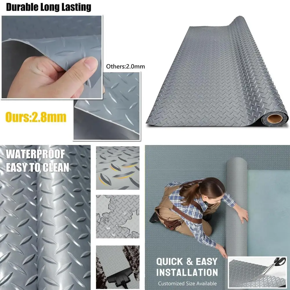 

Thickened PVC Garage Floor Mat, Heavy-Duty Waterproof Non-Slip Protector for Cars, Trailers, SUVs, Basements, and Gyms (2 ft x 2