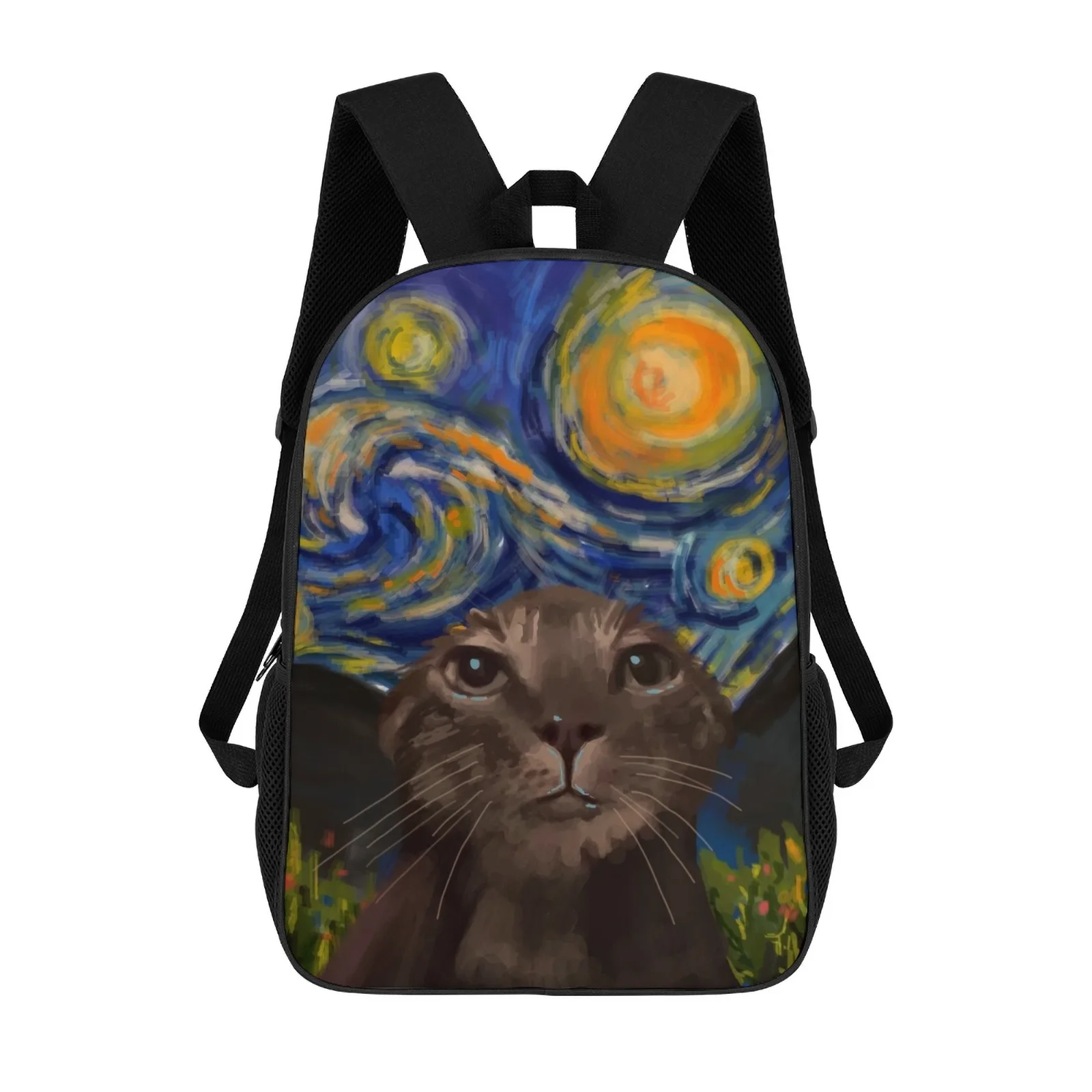 

wet cat in starry night Backpack Printed School Backpacks For Teenagers Teenage School Backpacks 17 Inch School Backpack Bag