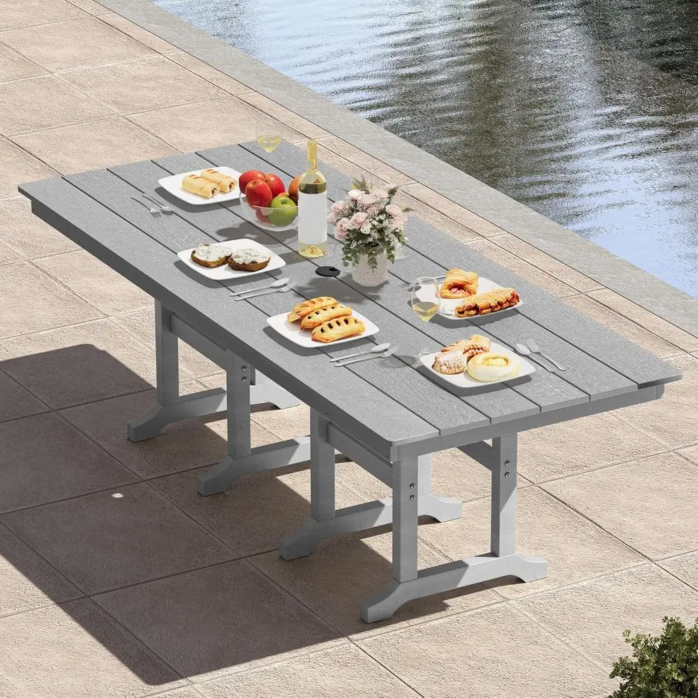 

Gray All-Weather HDPE Outdoor Dining Table for 6, Supports 165 lbs, with 1.57 Umbrella Hole