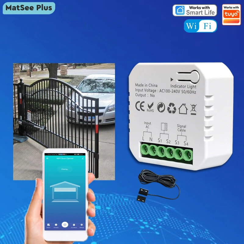 

Smart Life WiFi Motorized Swing Gate Sliding Gate Opener Dry Contact 110V 240V Voice Control Works with Tuya Alexa Google Home