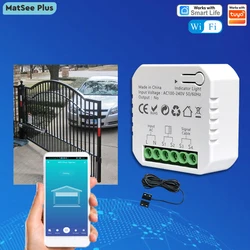 Tuya Smart Life WiFi ประตูสวิงประตูบานเลื่อน ตัวควบคุมการเปิดด้วยมอเตอร์ ติดต่อแห้ง 240V App รีโมทคอนโทรลและการแจ้งเตือน Smart Home Security การควบคุมด้วยเสียงด้วย Google Home Alexa