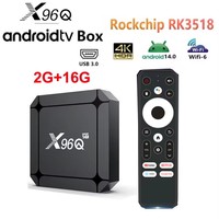 X96Q Android 14 TV BOX Rockchip RK3518 4K USB3.0 4K WIFI6 2G+16G Smart Media Player 100M