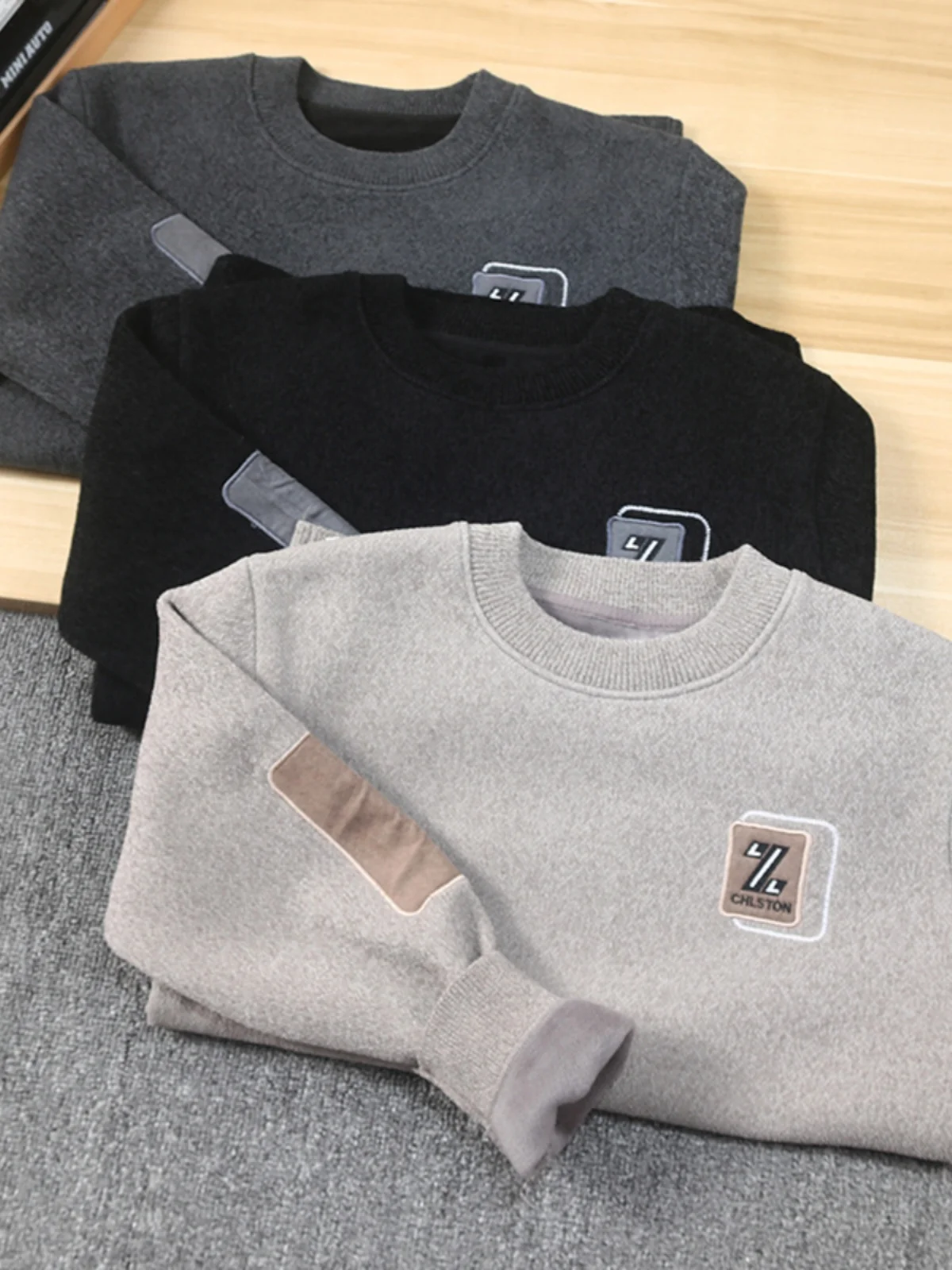 

Удобный теплый мужской вязаный свитер Thiened round Ne Повседневная лоскутная осенне-зимняя верхняя одежда Faion Urban Sle Long...