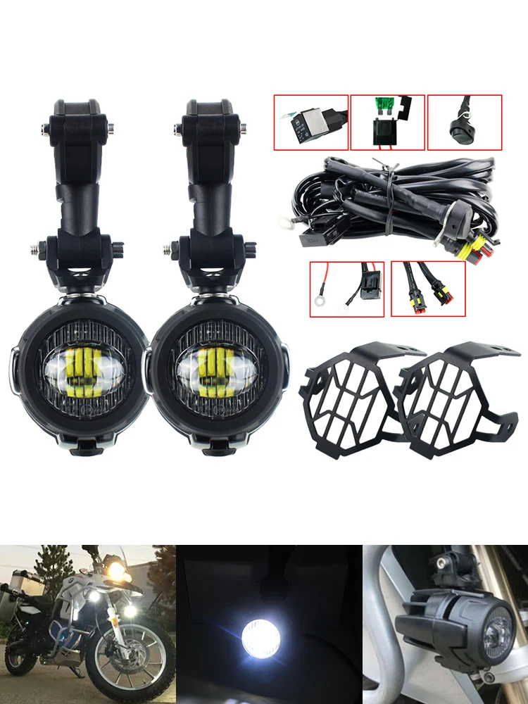 Zusatzscheinwerfer LED Spot Driving Nebelscheinwerfer für R1200GS F800GS K1600 Universal Motorrad 40W 6000K Nebelscheinwerfer