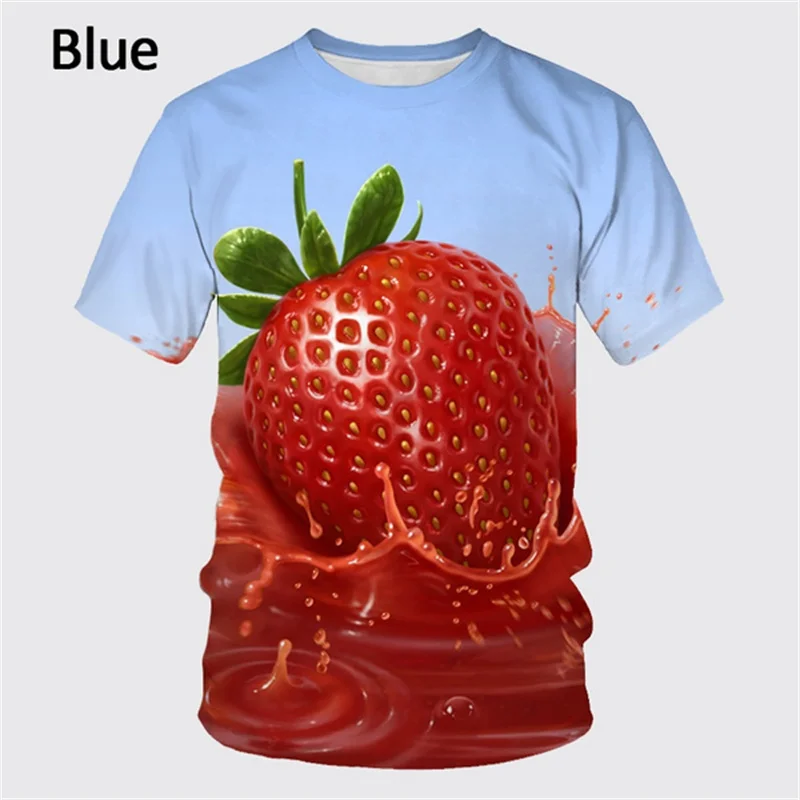 

3D Delicious Fruits Strawberry Printing T Shirt Fashion Streetwear T-shirts For Men Kid Funny Harajuku Y2k Short Sleeves Clothes