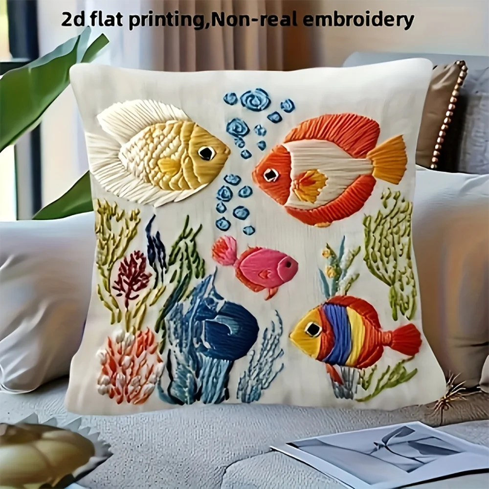 2D-Flat Assorted Wild & Marine Animal Print Throw Pillow Covers, Non-Embroidered Cushion Cases Sofa chair cushion cover2D-Flat