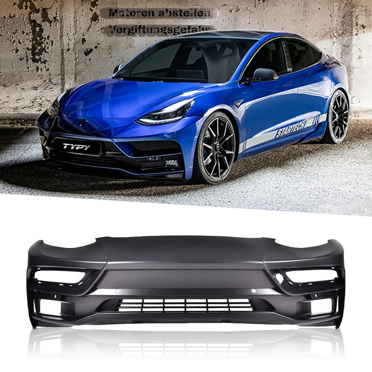 

ABS Front Rear Bumper Lip Body Kit Carbon Fiber For Tesla Model 3 Sedan 2017-2021 Combo Kit Spoiler Wing Side Skirt