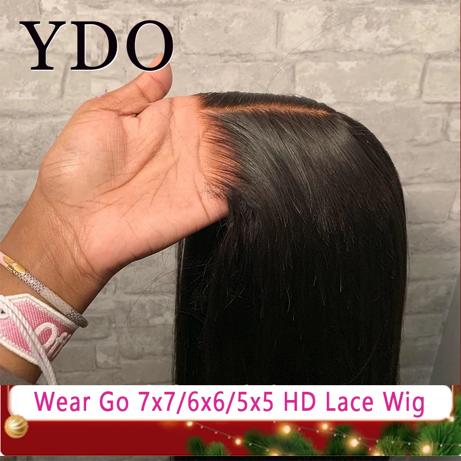 

Glueless Ready To Wear Wig Straight 7x7 6x6 5x5 HD Lace Closure Human Hair Wigs 250% Preplucked HD Transparent Lace Front Wigs