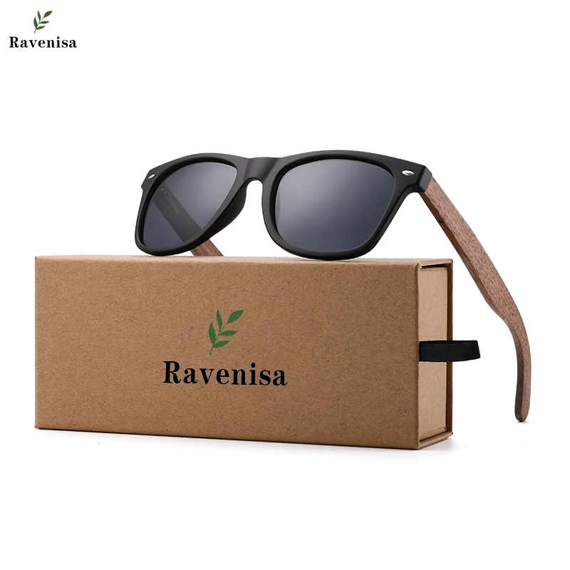 Ravenisa Brand Designer Walnut Wood Men's Mirror Sun Glasses Eyewear Accessories Sunglasses For Women gafas oculos de sol