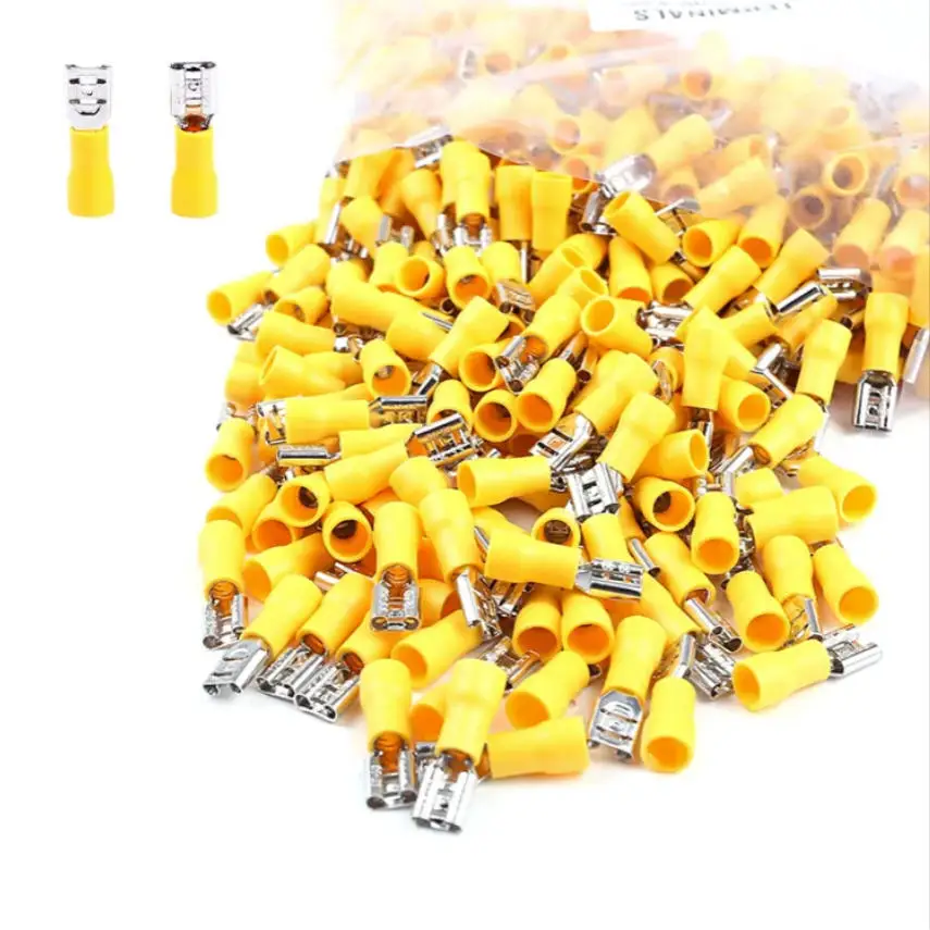 

100 pcsFDD Series 22-10AWG PVC PA Brass Electrical Wire Crimping Connectors Pre-insulated Spade Female Disconnect Crimp Cable